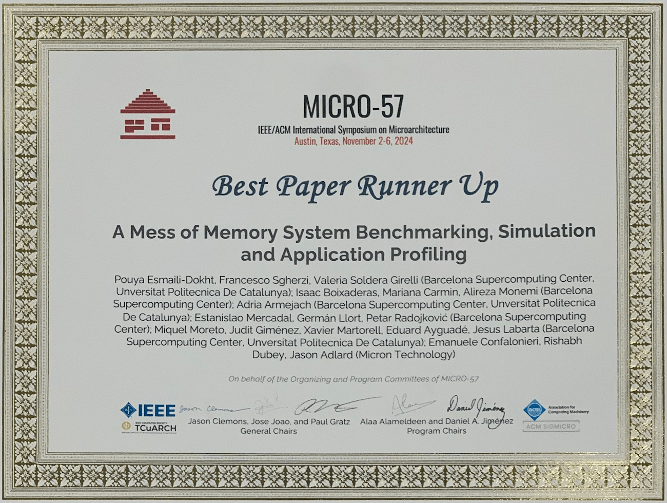 MICRO-57 Best Paper Runner-Up
