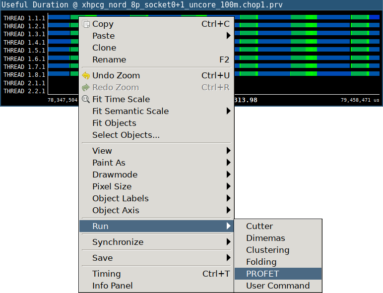 Run MESS option in Paraver's context menu